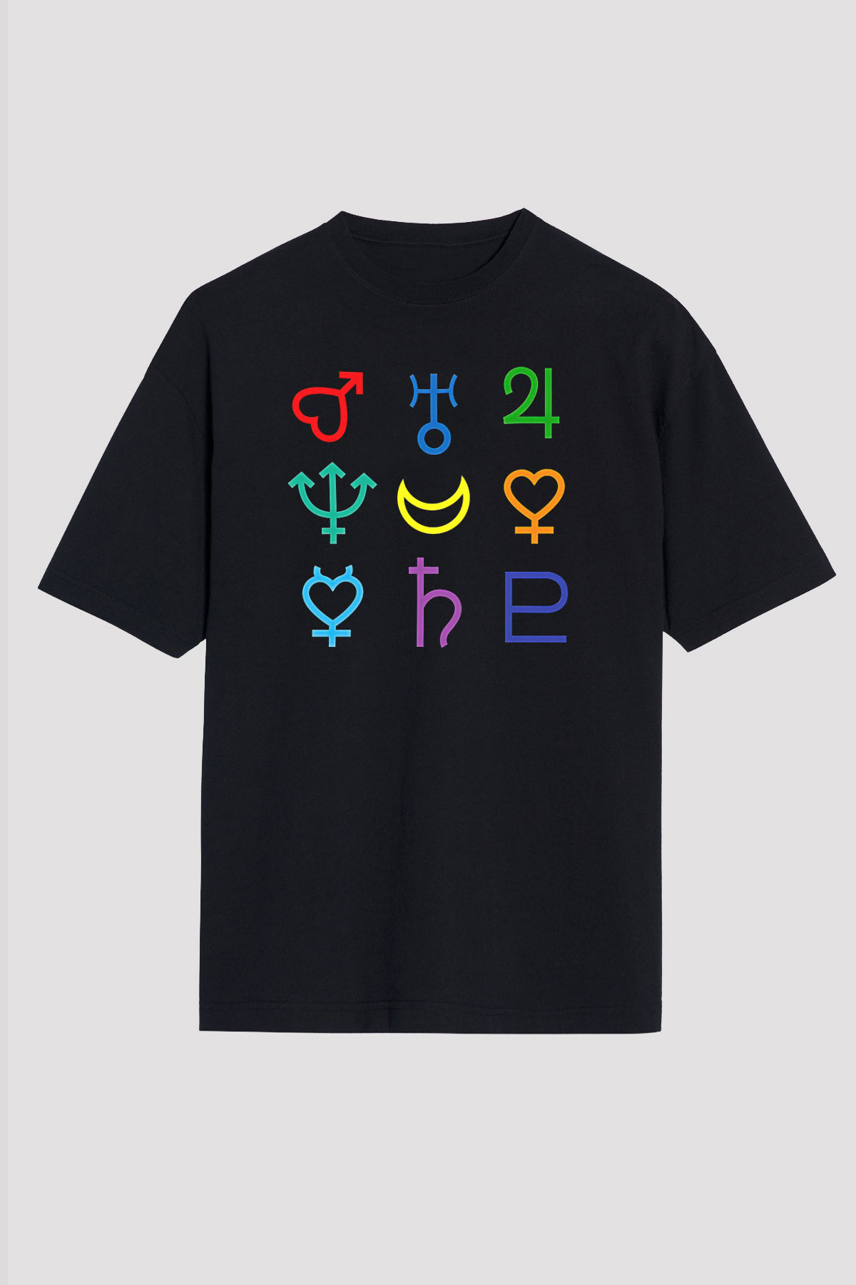 Sailor Moon Baskılı Unisex Siyah Oversize Tişört - Tshirt