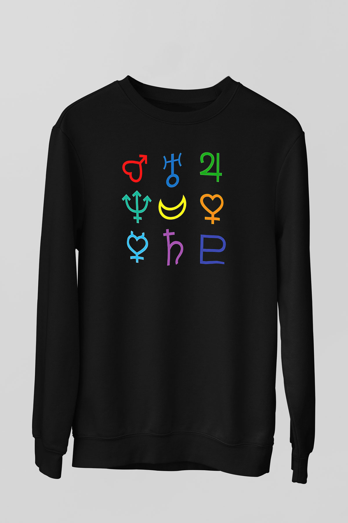 Sailor Moon Baskılı Unisex Siyah Sweatshirt