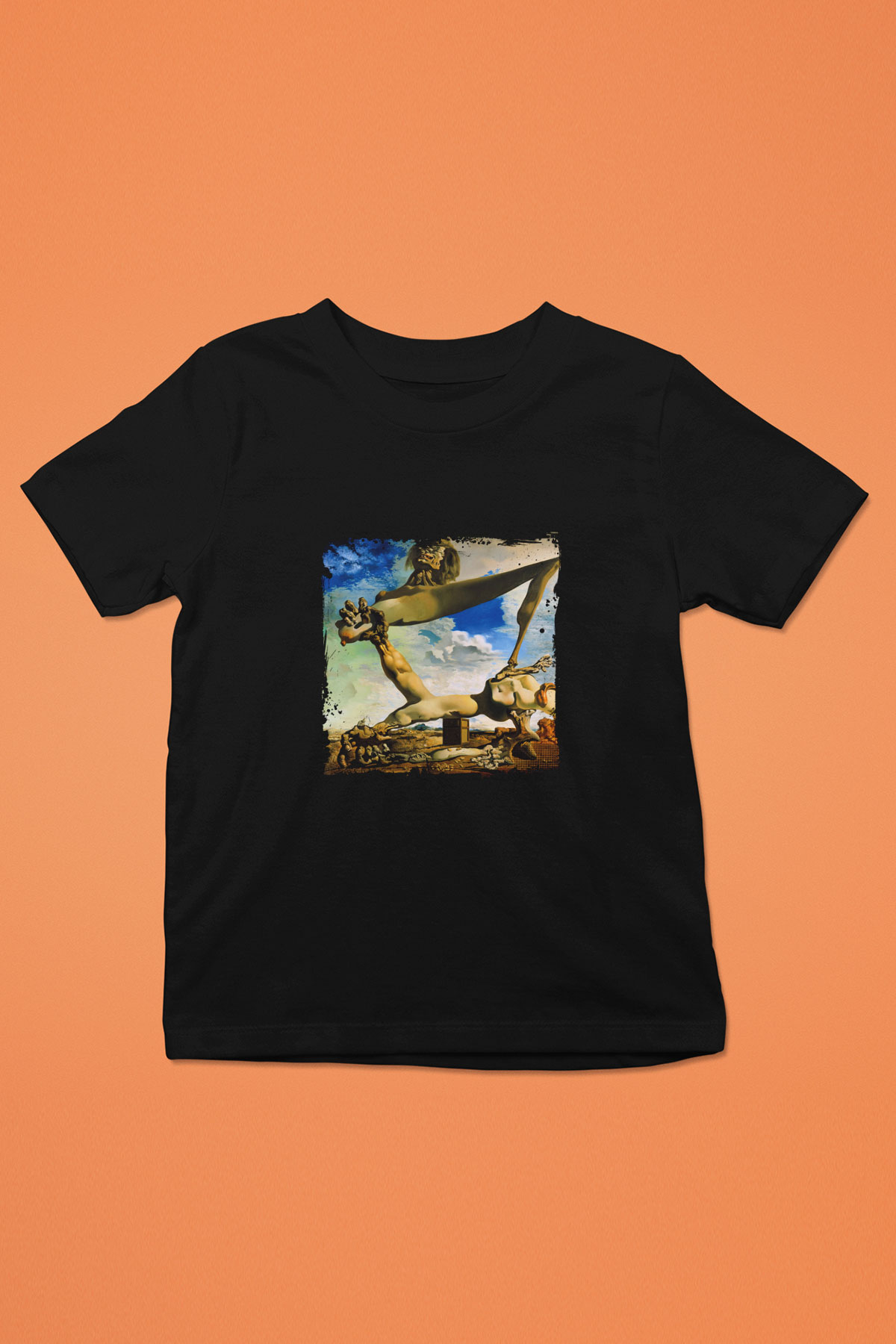Salvador Dali Baskılı Unisex Siyah Çocuk Tişört