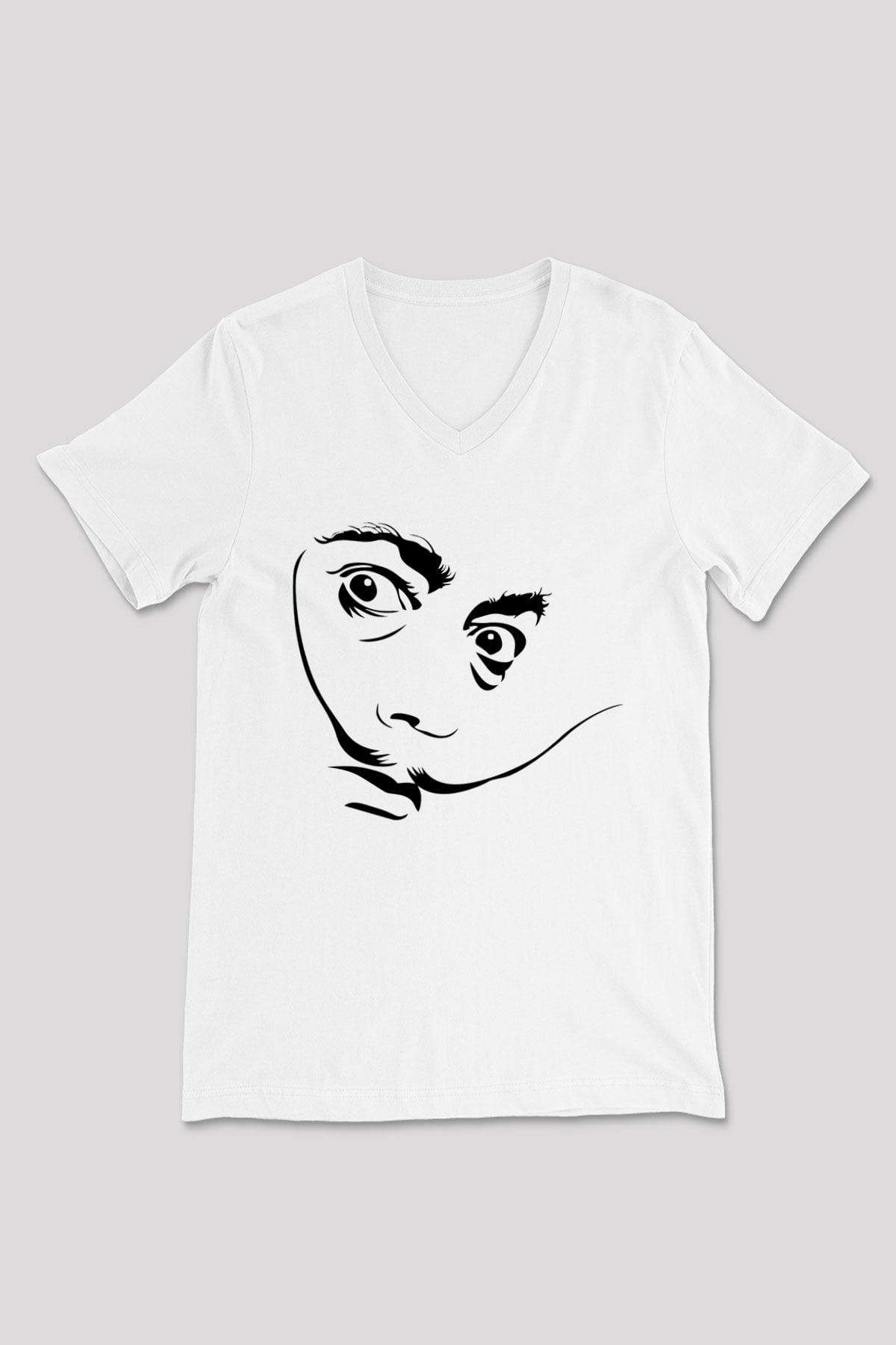 Salvador Dali Beyaz Unisex V Yaka Tişört T-Shirt