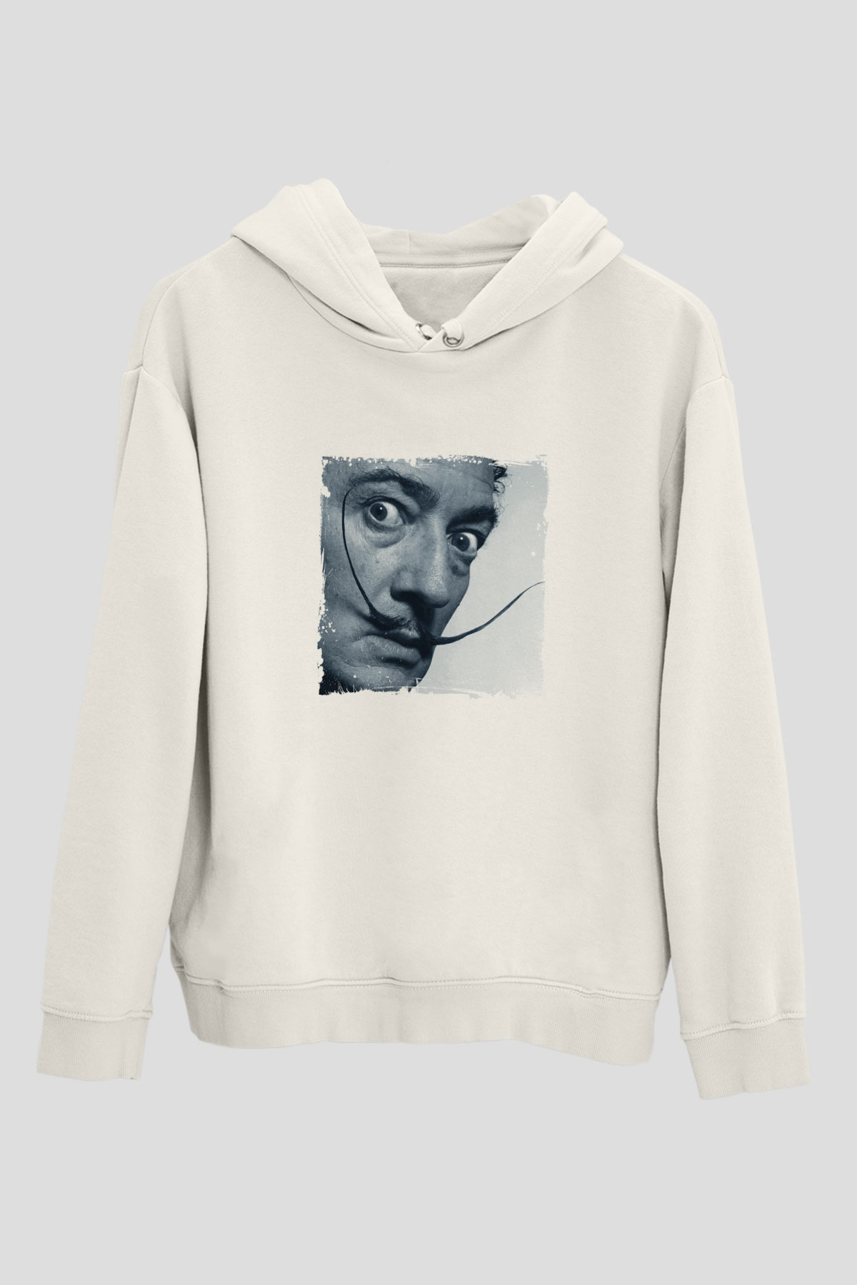 Salvador Dali Unisex Baskılı Beyaz Kapüşonlu Sweatshirt