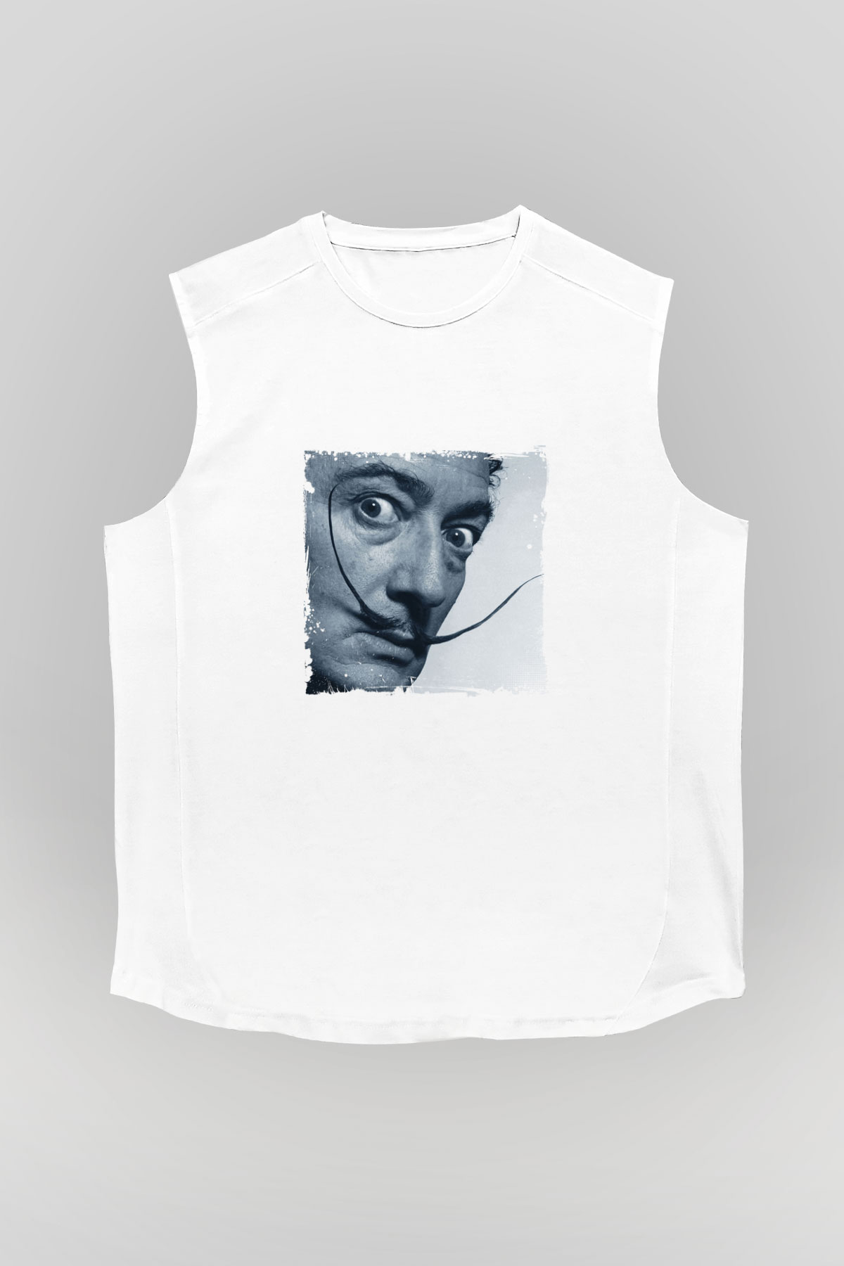 Salvador Dali Unisex Baskılı Beyaz Kolsuz Tişört
