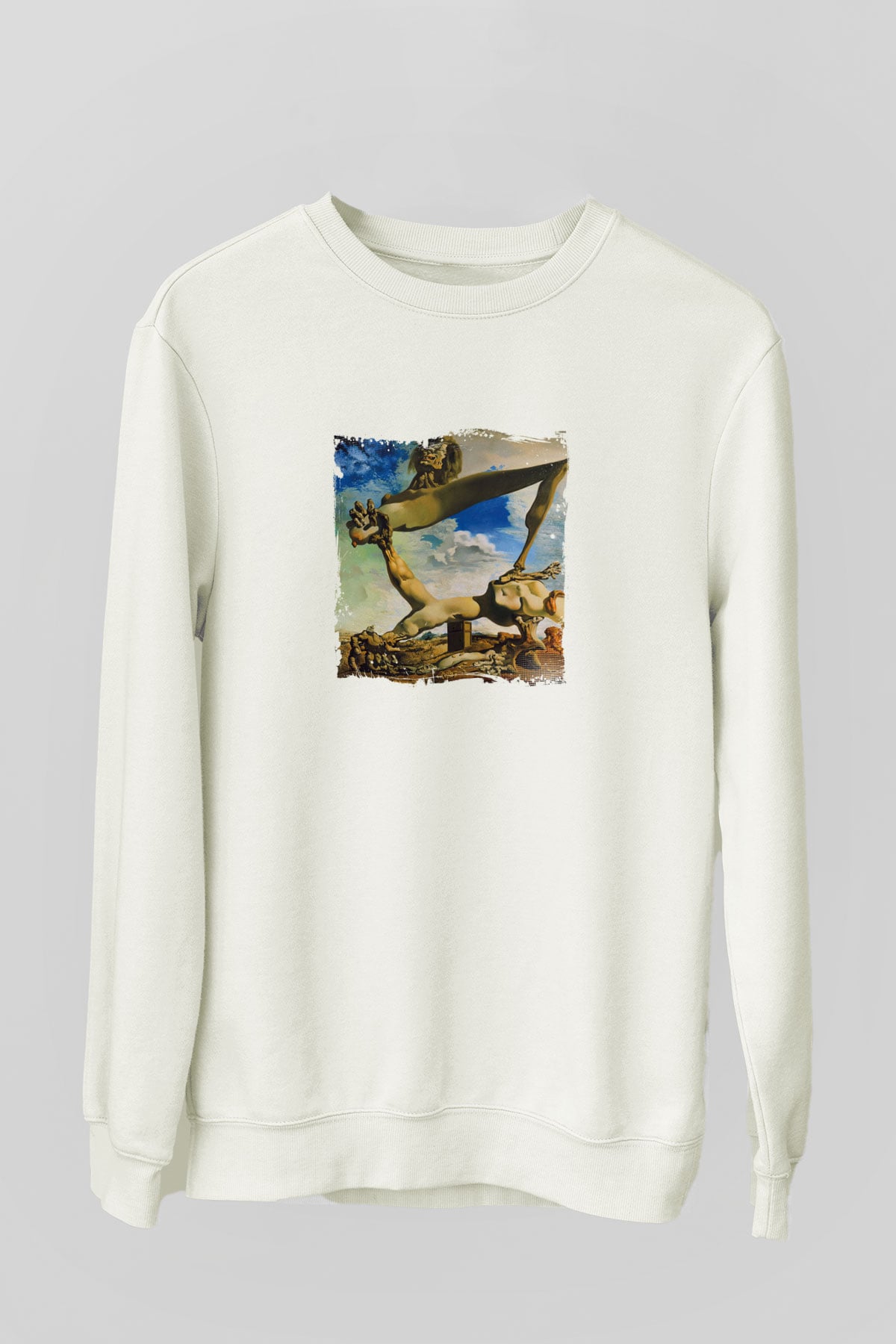Salvador Dali Unisex Baskılı Beyaz Sweatshirt