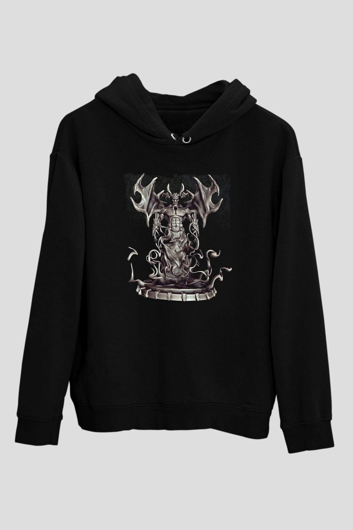 Samael Baskılı Unisex Siyah Kapüşonlu Sweatshirt