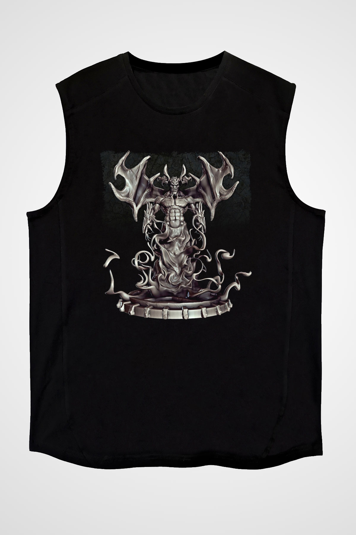 Samael Baskılı Unisex Siyah Kolsuz Tişört - Tshirt