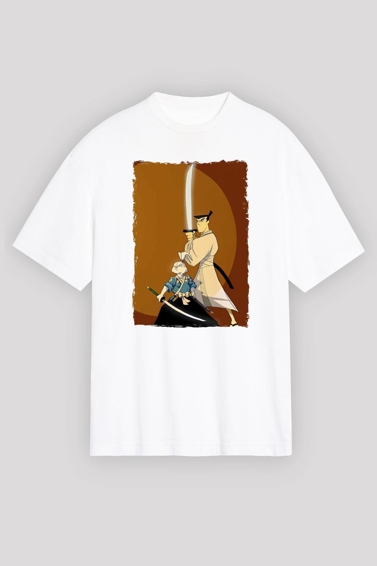 Samurai Jack Beyaz Unisex Tişört T-Shirt