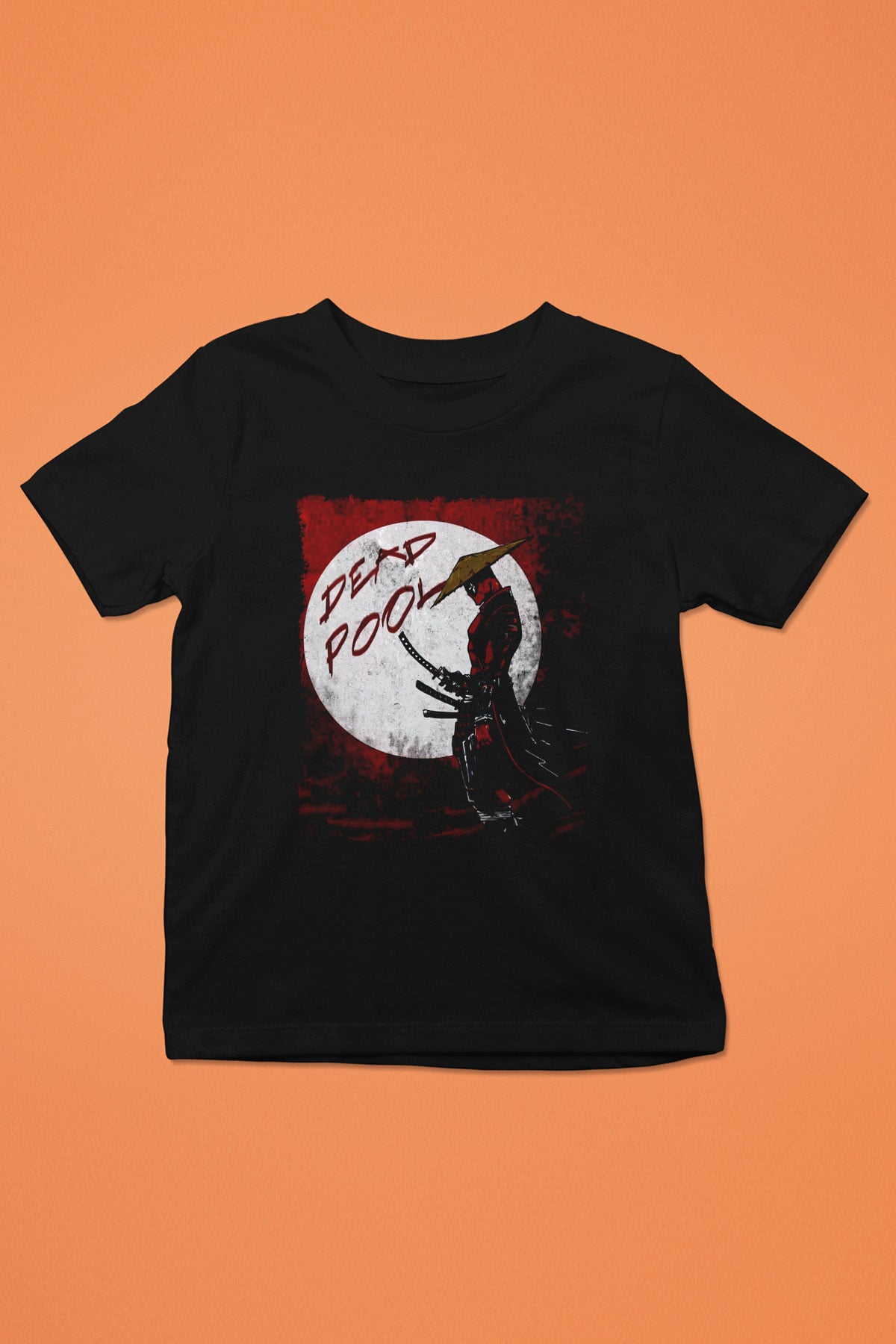 Samuray Deadpool Baskılı Unisex Beyaz  Çocuk Tişört