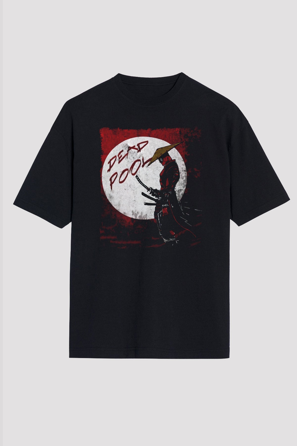 Samuray Deadpool Baskılı Unisex Beyaz Tshirt