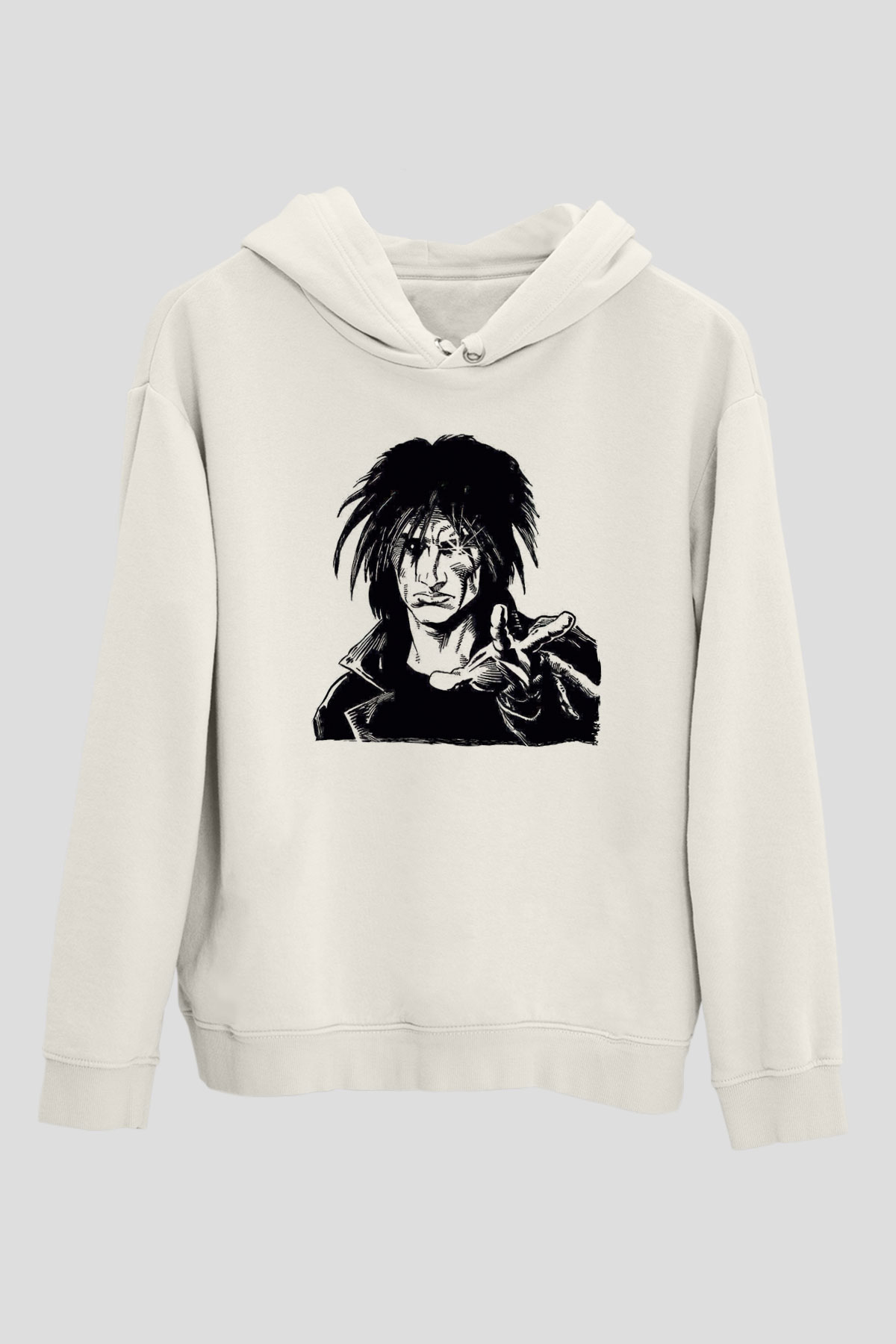 Sandman Baskılı Beyaz Unisex Hoodie