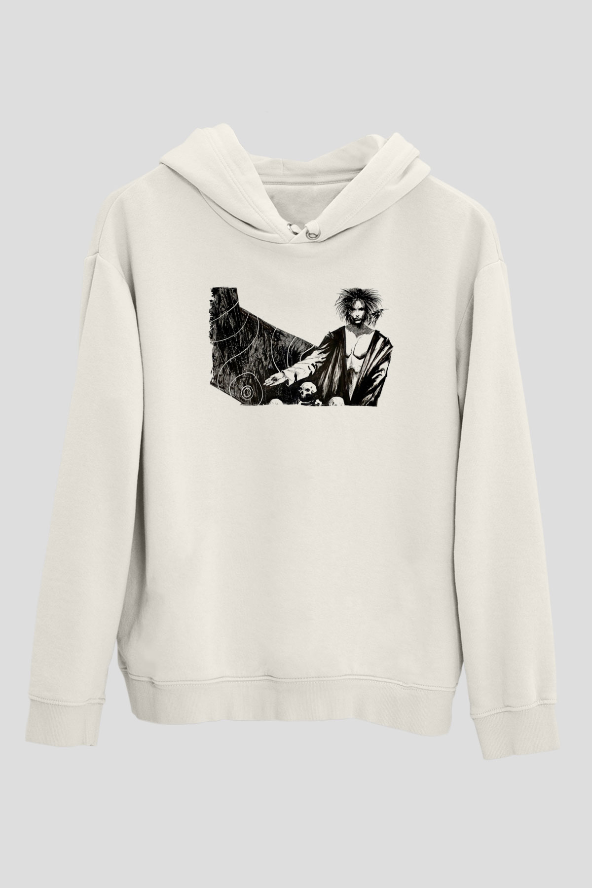 Sandman Baskılı Beyaz Unisex Hoodie