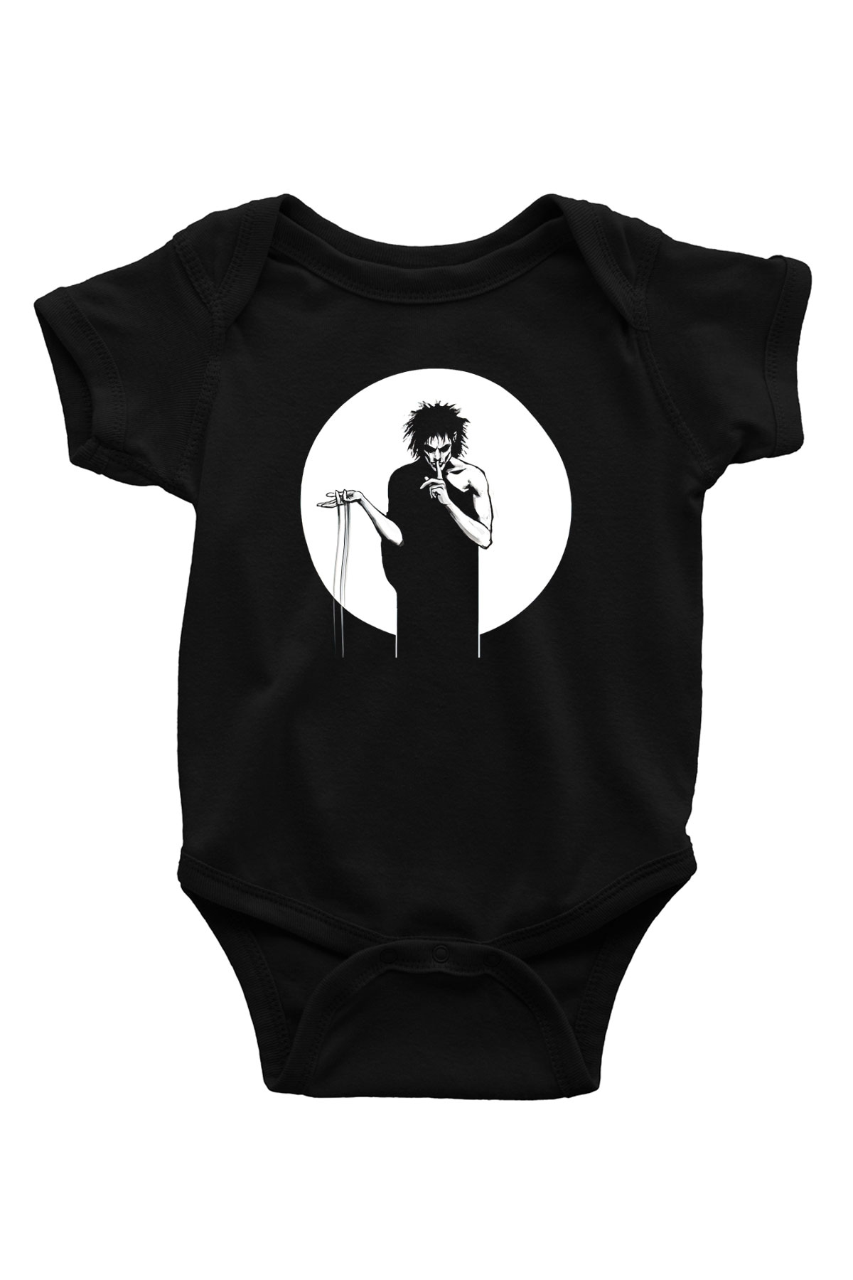 Sandman Baskılı Unisex Siyah Bebek Body - Zıbın