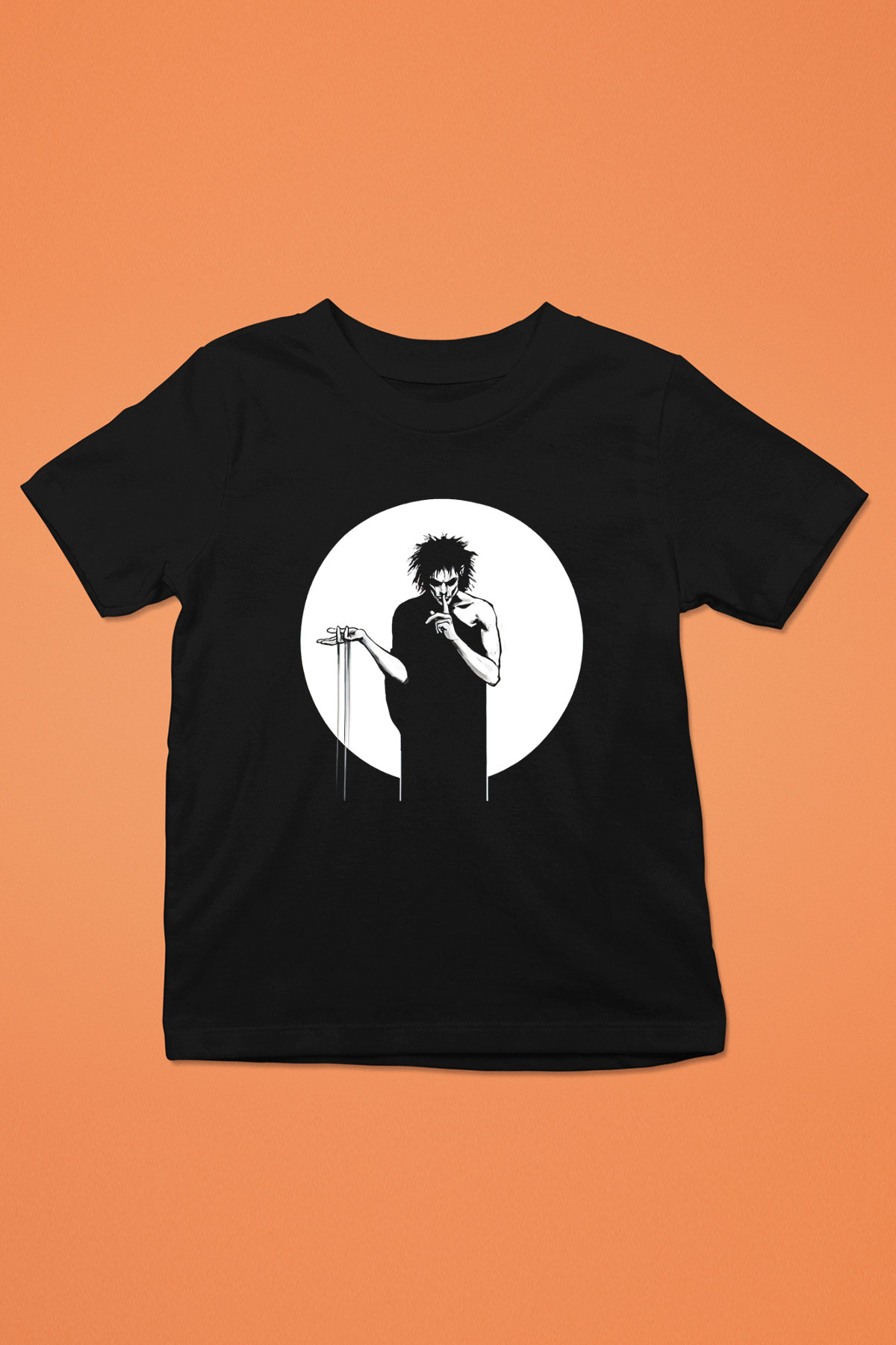 Sandman Baskılı Unisex Siyah Çocuk Tişört - Tshirt