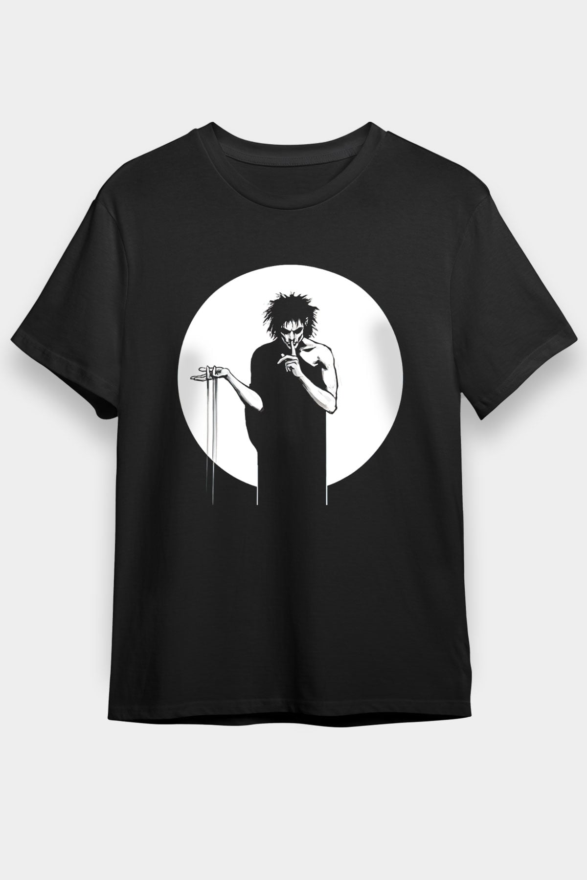 Sandman Baskılı Unisex Siyah Tişört - Tshirt