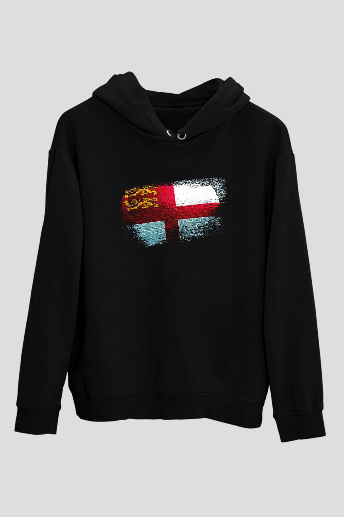 Sark Bayrağı Baskılı Unisex Siyah Kapüşonlu Sweatshirt