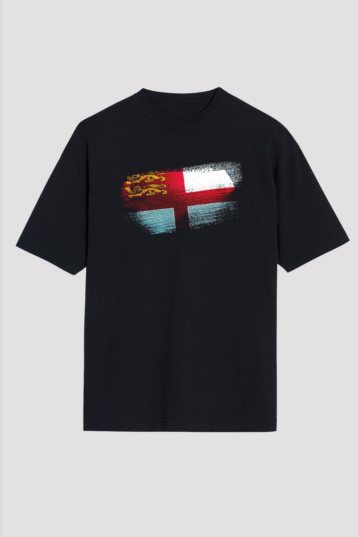 Sark Bayrağı Baskılı Unisex Siyah Oversize Tişört