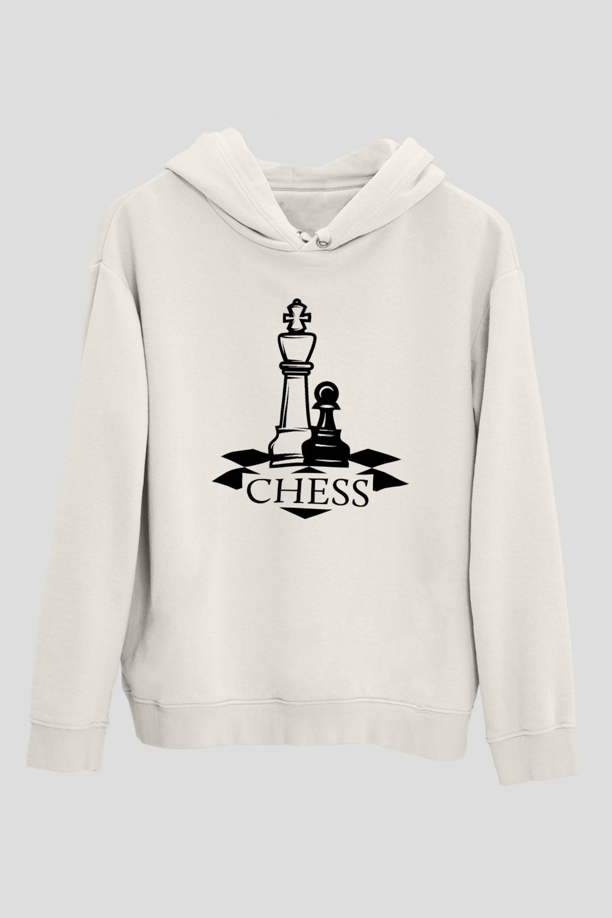 Satranç Beyaz Unisex Hoodie