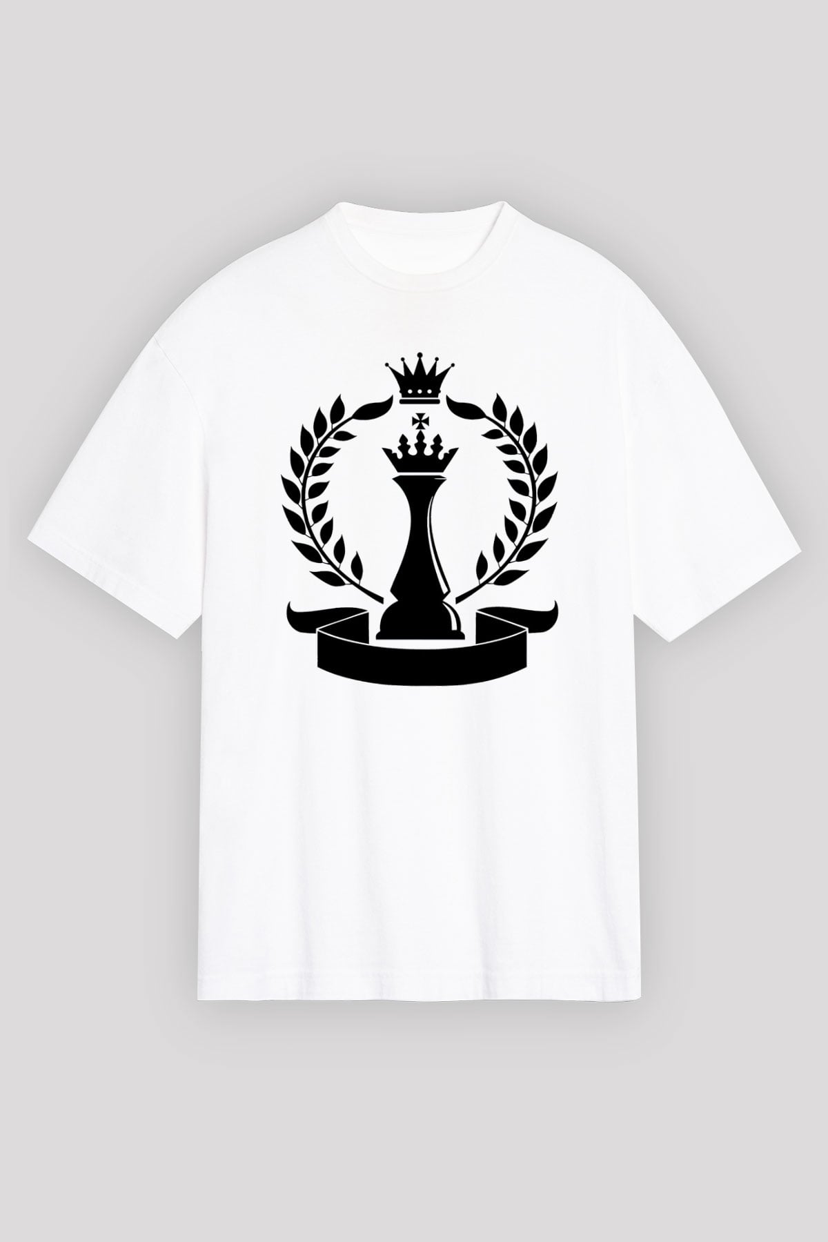 Satranç Beyaz Unisex Oversize Tişört T-Shirt