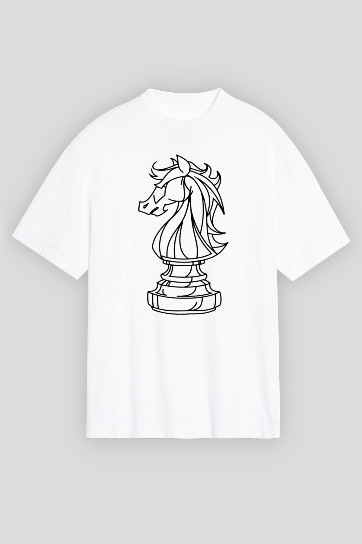 Satranç Beyaz Unisex Oversize Tişört T-Shirt
