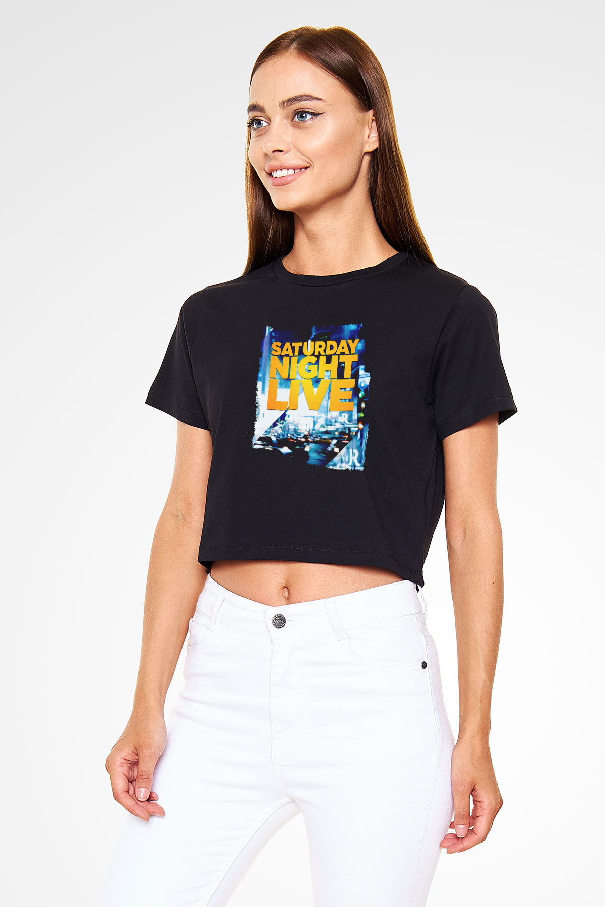 Saturday Night Live Siyah   Crop Top Tişört