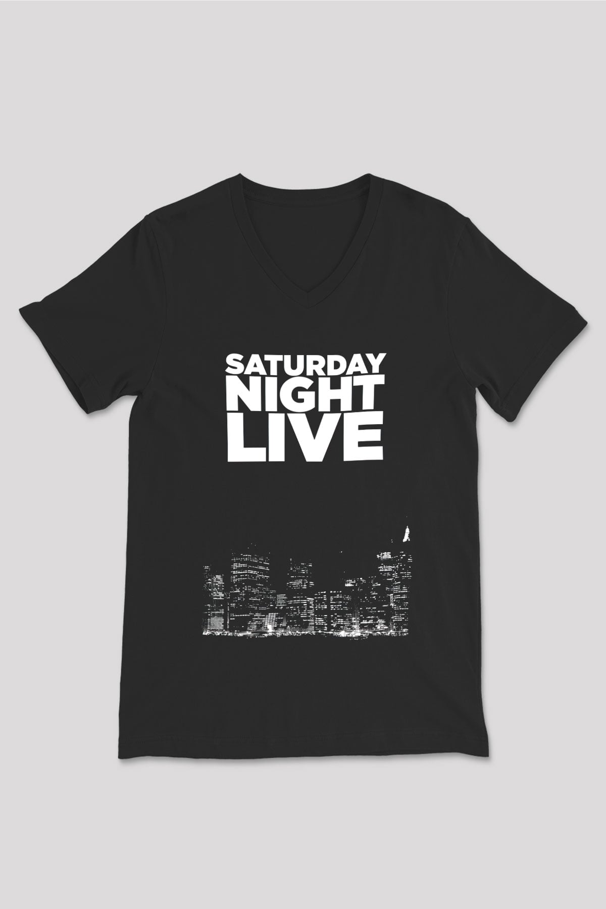Saturday Night Live Siyah Unisex V Yaka Tişört