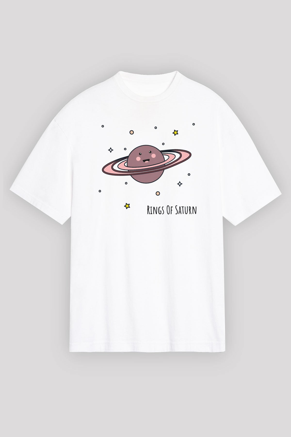 Satürn Beyaz Unisex Oversize Tişört T-Shirt