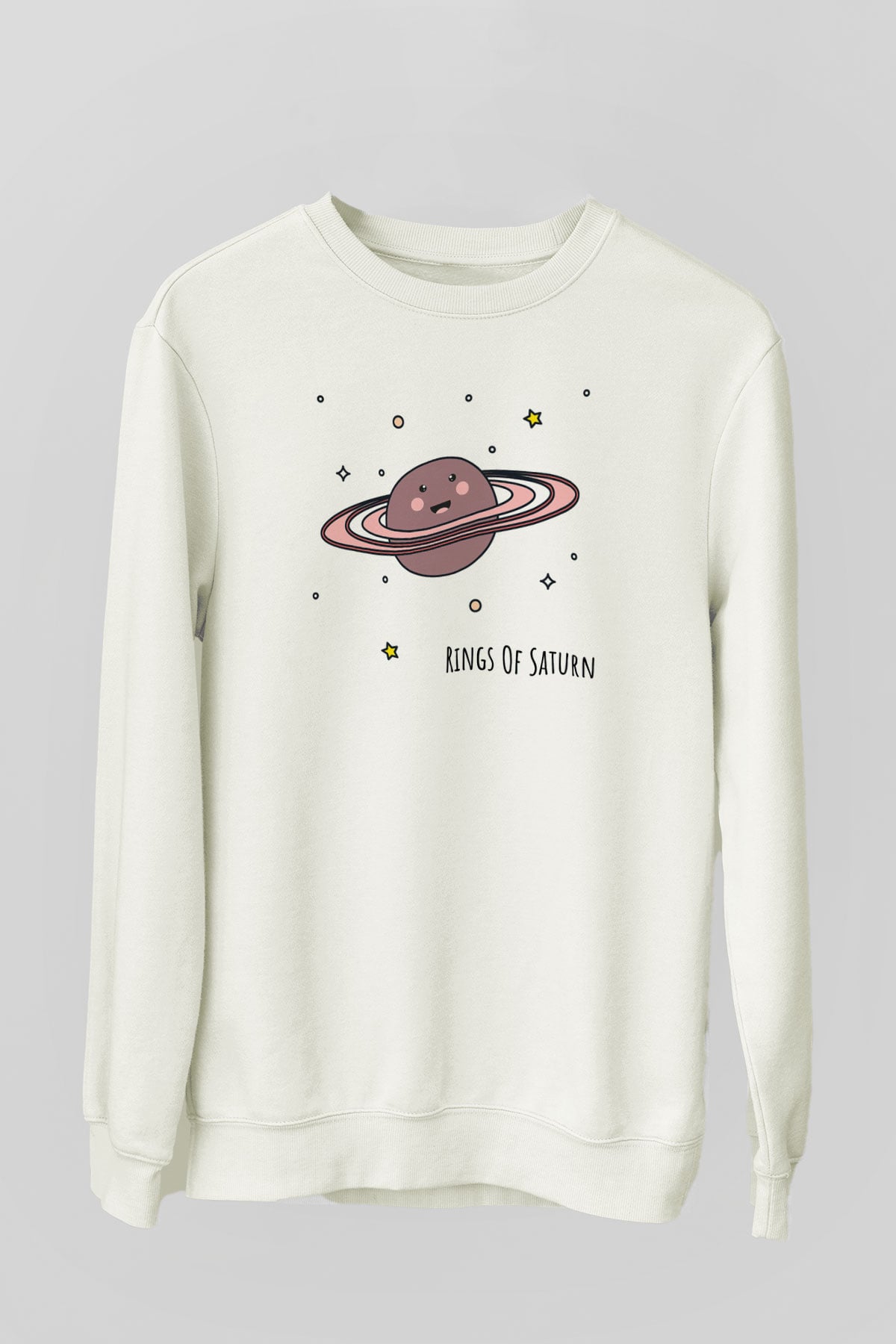Satürn Beyaz Unisex Sweatshirt