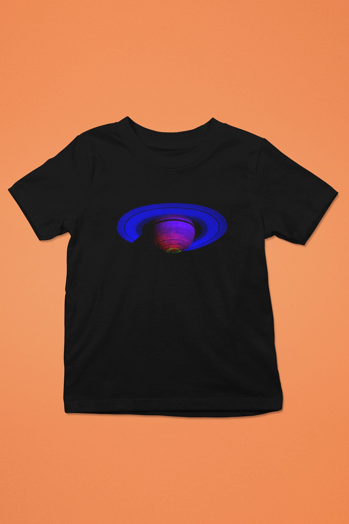 Satürn Siyah Unisex Çocuk Tişört