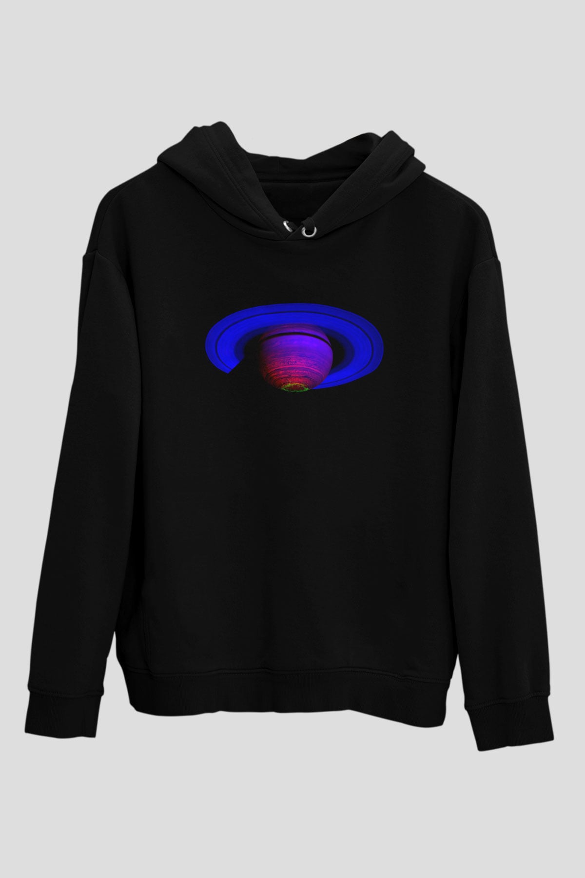 Satürn Siyah Unisex Hoodie