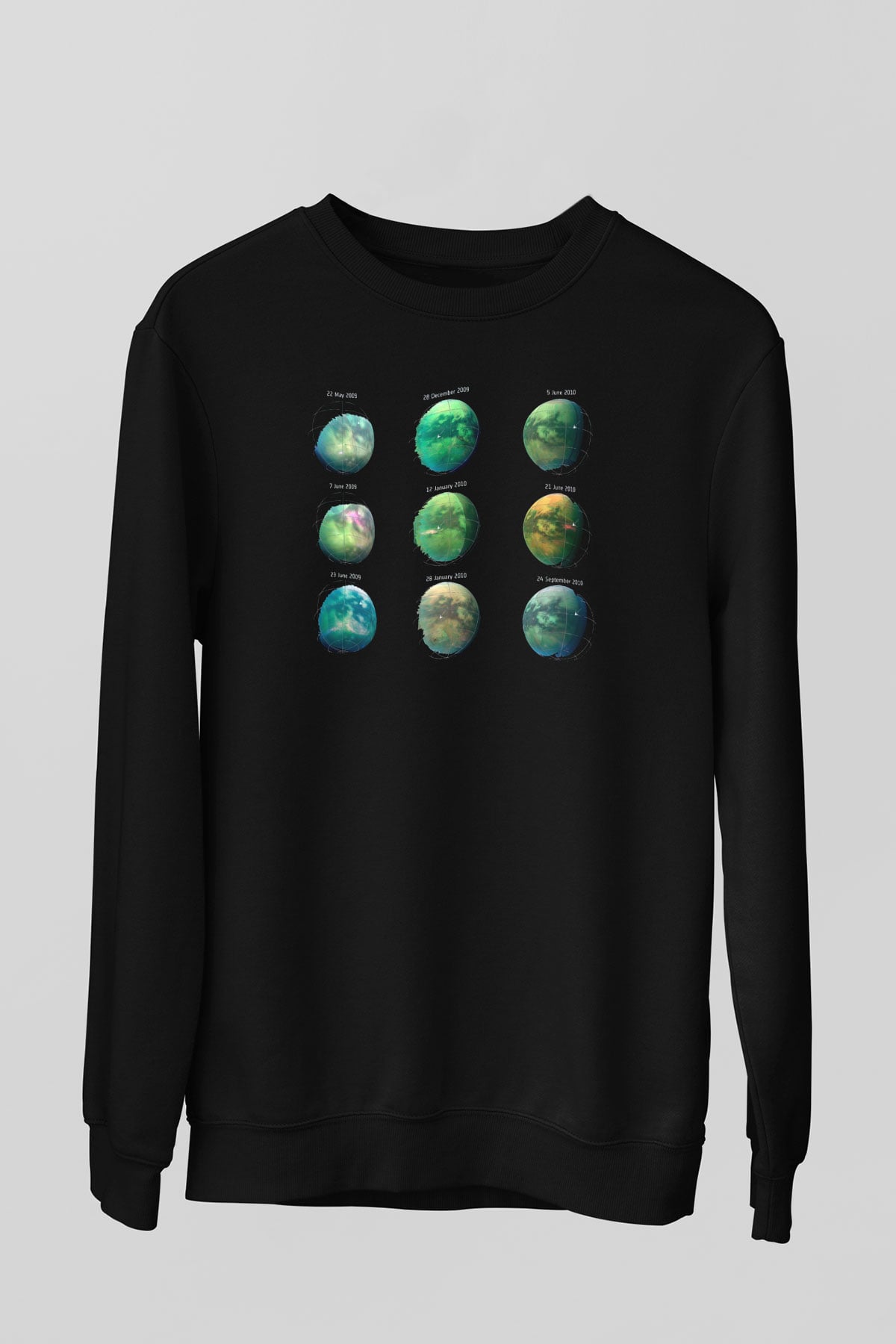 Satürn Siyah Unisex Sweatshirt