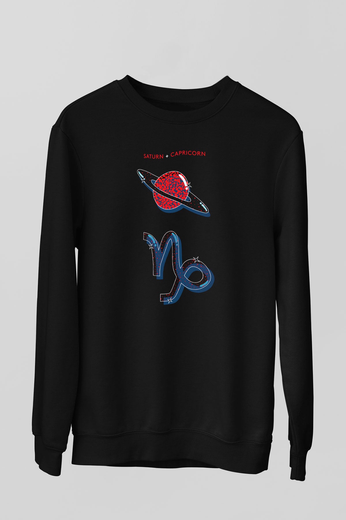 Satürn Siyah Unisex Sweatshirt
