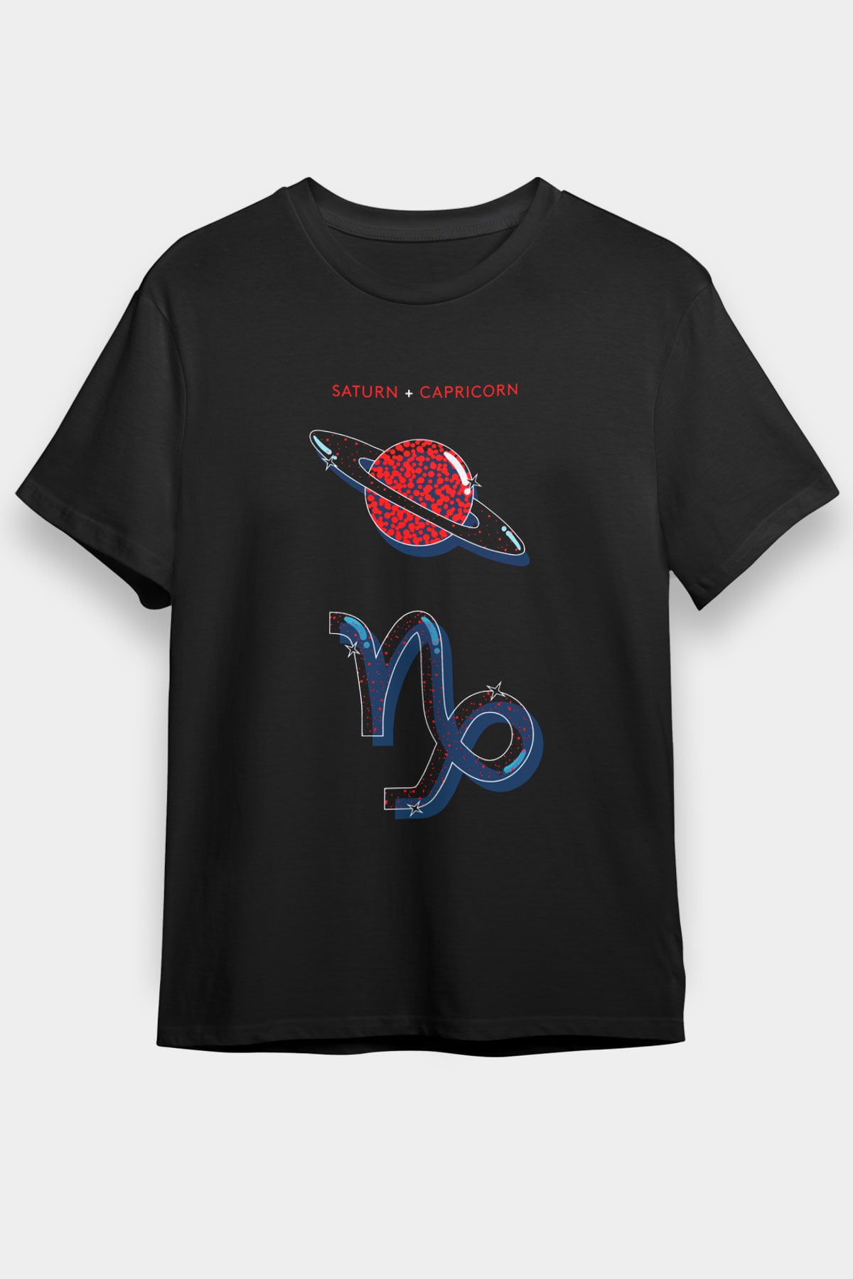 Satürn Siyah Unisex Tişört T-Shirt - TişörtFabrikası