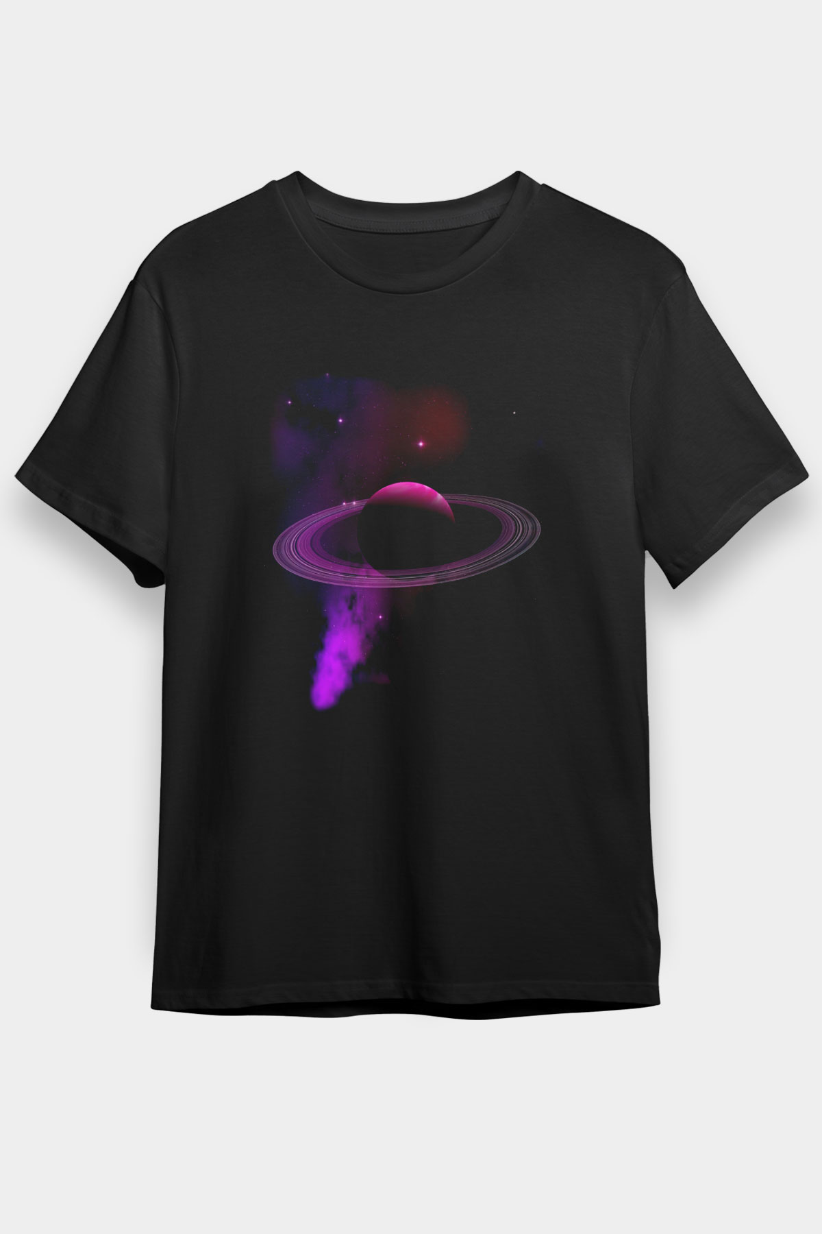 Satürn Siyah Unisex Tişört T-Shirt - TişörtFabrikası