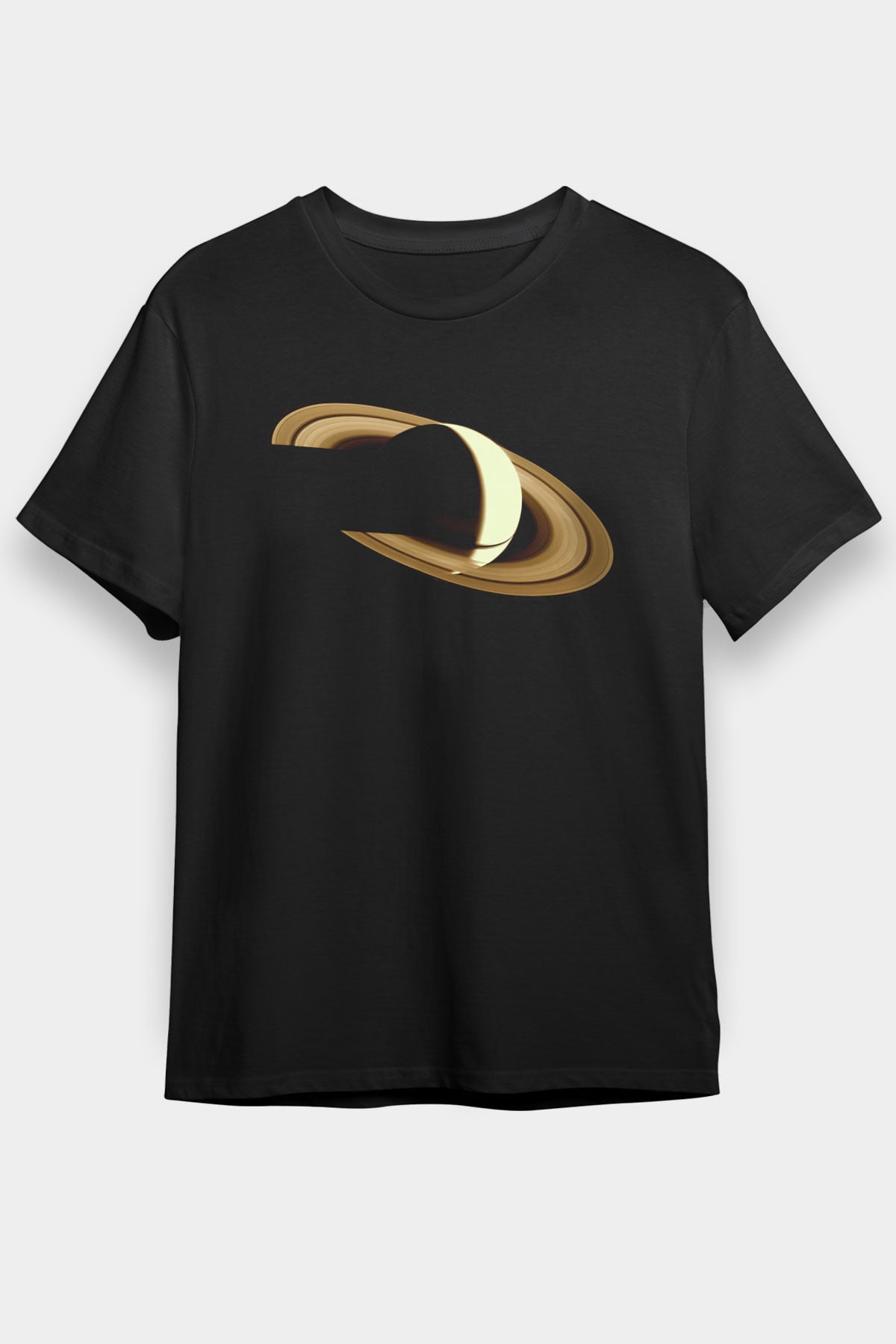 Satürn Siyah Unisex Tişört T-Shirt - TişörtFabrikası