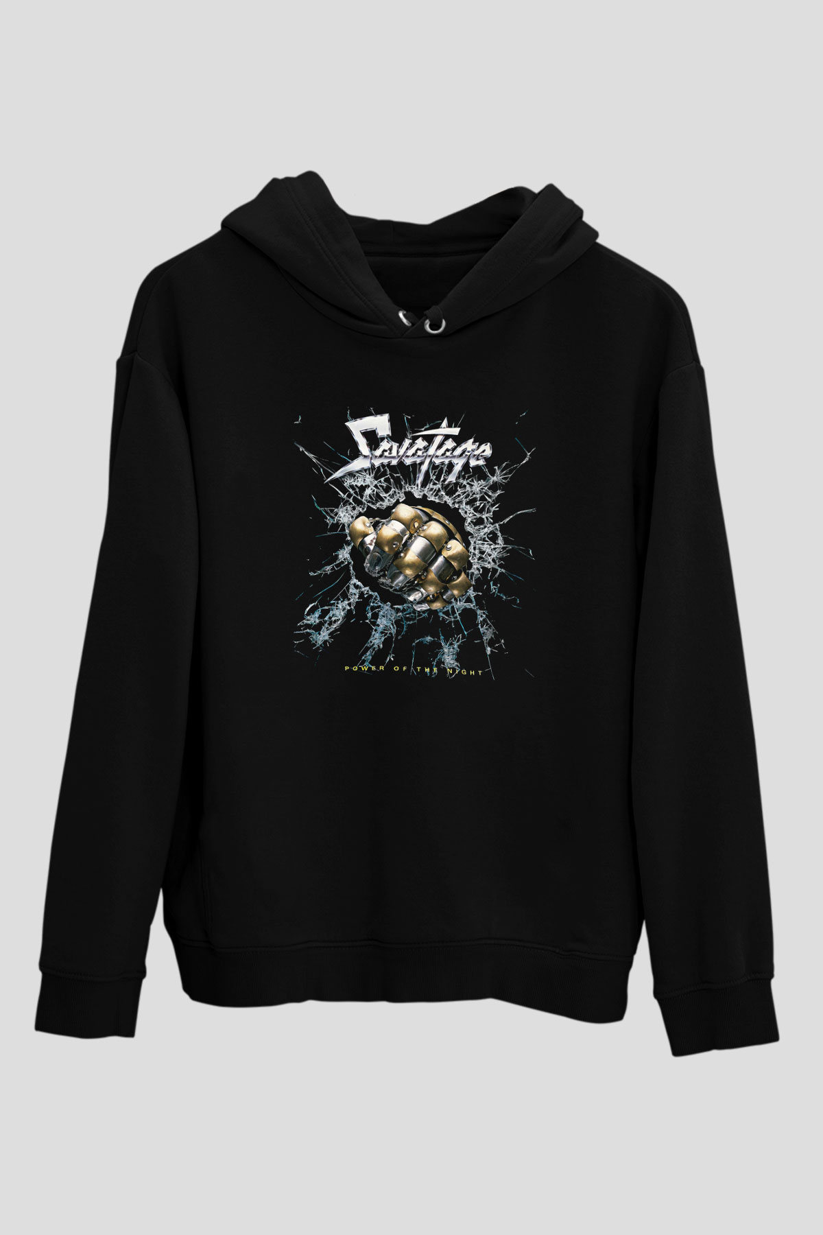 Savatage Baskılı Unisex Siyah Kapüşonlu Sweatshirt