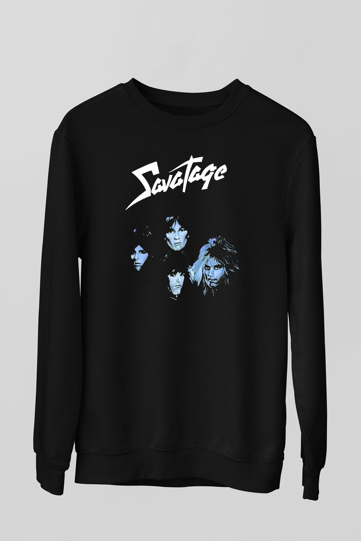 Savatage Baskılı Unisex Siyah Sweatshirt