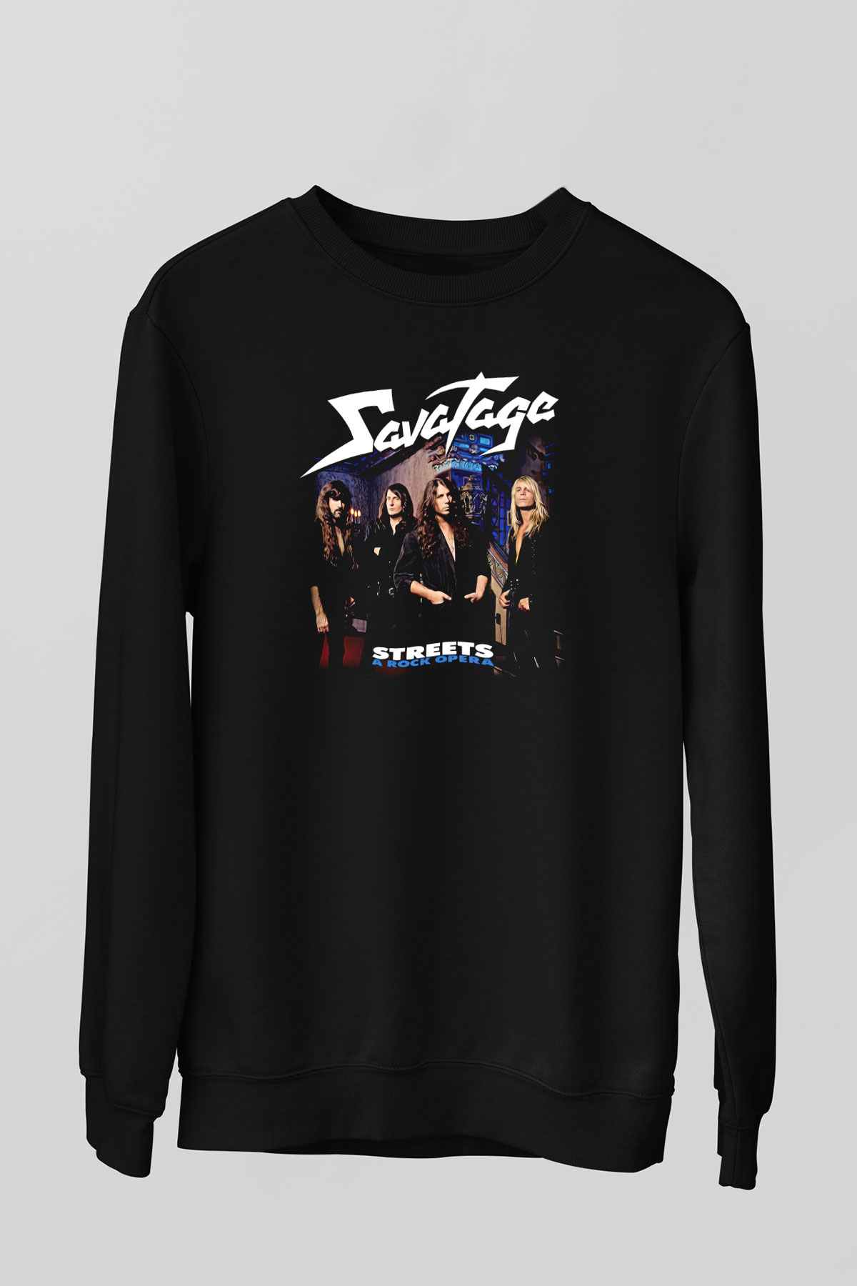 Savatage Baskılı Unisex Siyah Sweatshirt
