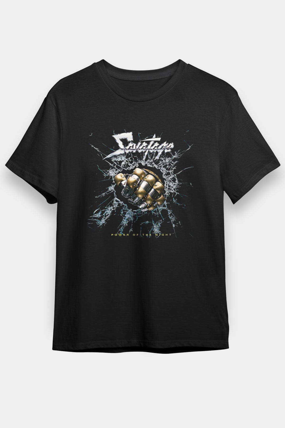 Savatage Baskılı Unisex Siyah Tişört - Tshirt