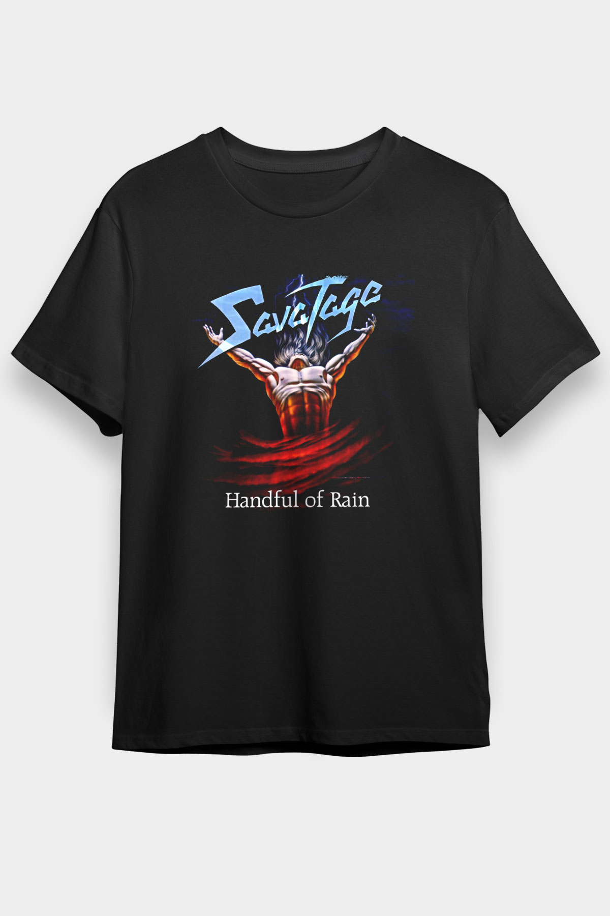 Savatage Baskılı Unisex Siyah Tişört - Tshirt