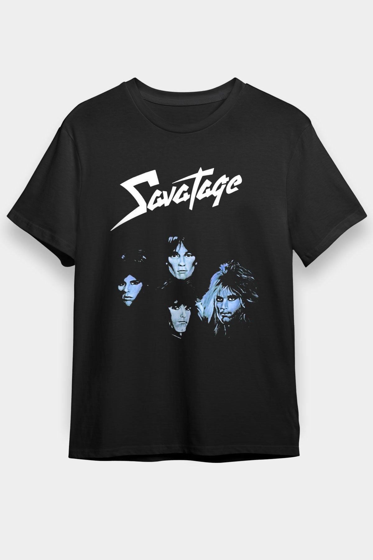 Savatage Baskılı Unisex Siyah Tişört - Tshirt