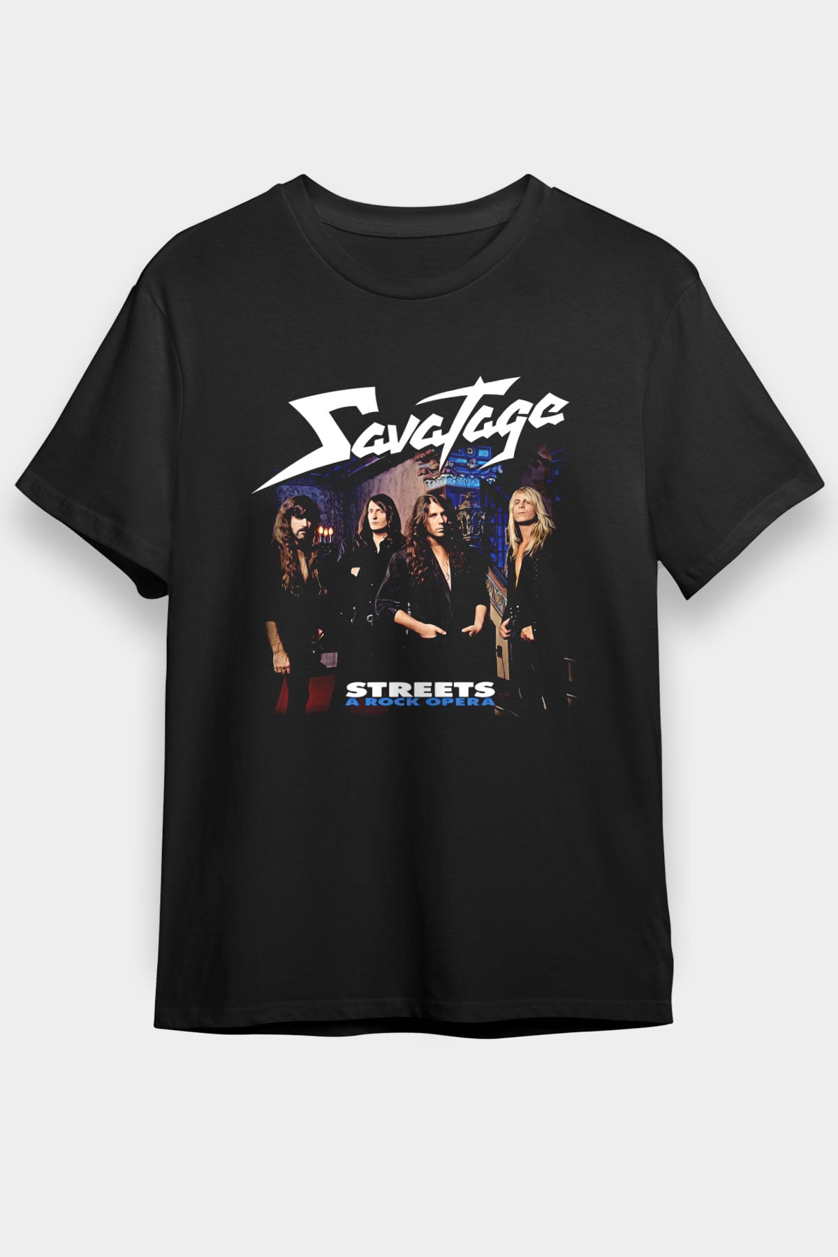 Savatage Baskılı Unisex Siyah Tişört - Tshirt