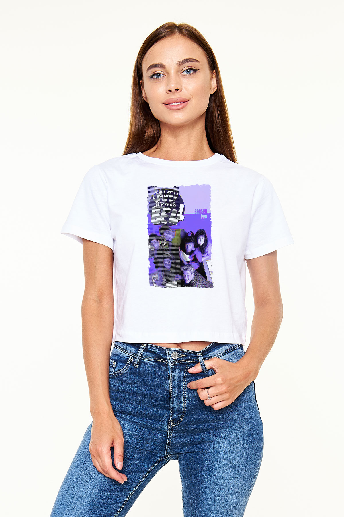 Saved by the Bell Beyaz  Crop Top Tişört