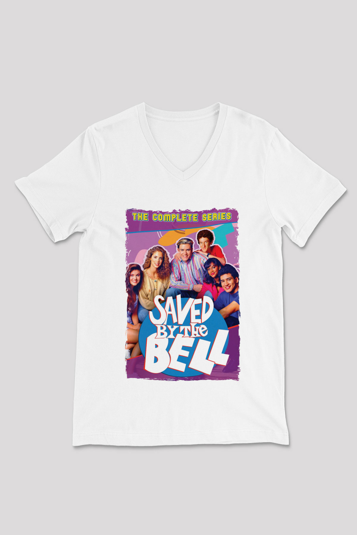 Saved by the Bell Beyaz Unisex V Yaka Tişört