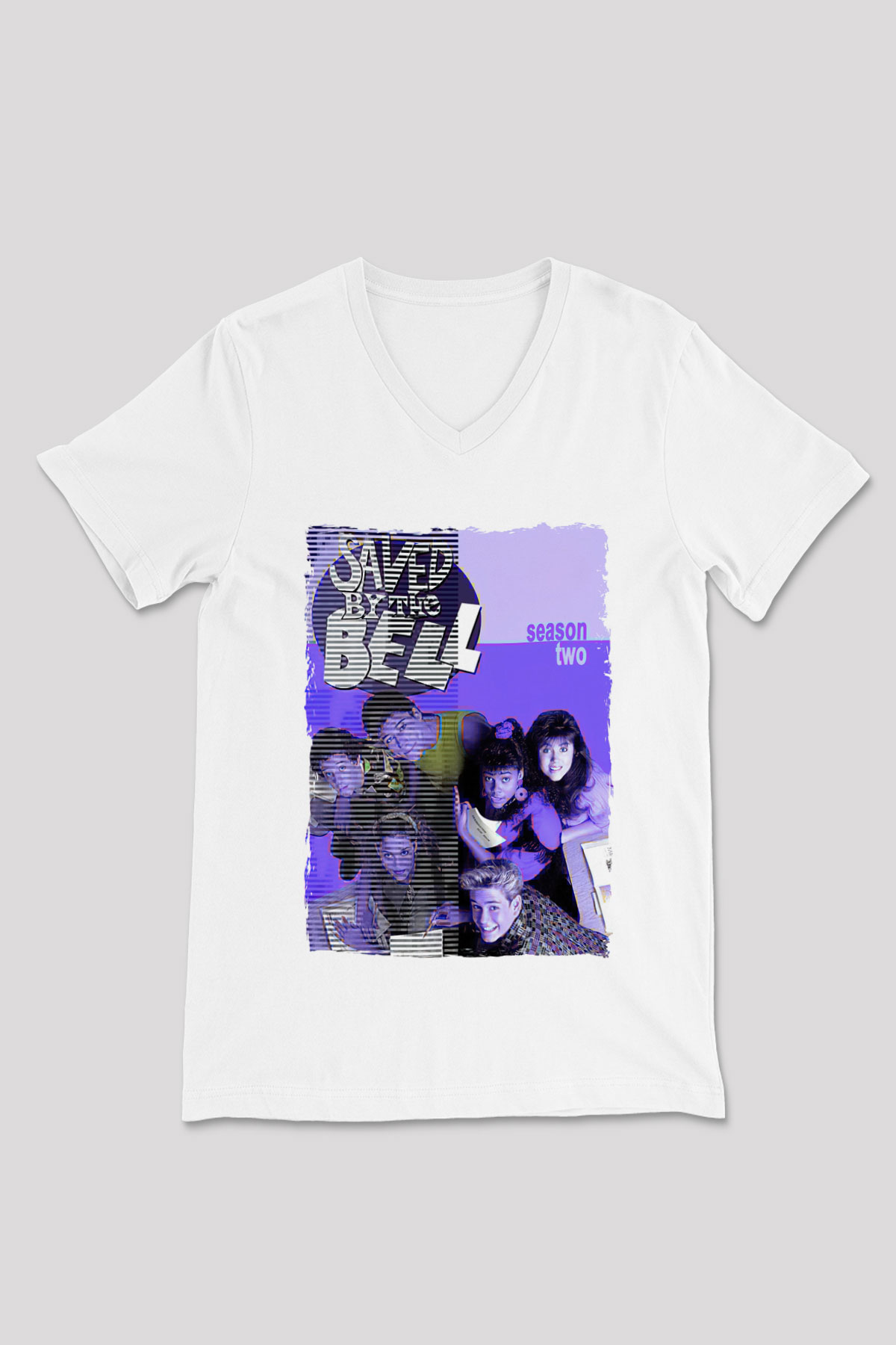 Saved by the Bell Beyaz Unisex V Yaka Tişört