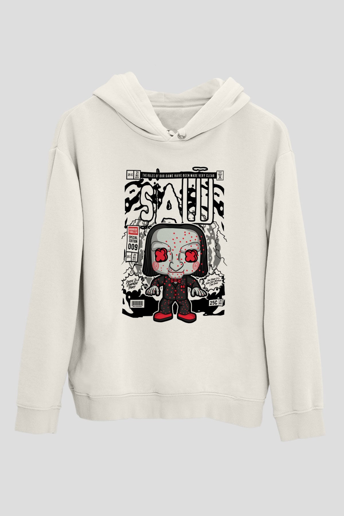 SAW - Billy Baskılı Unisex Beyaz Hoodie