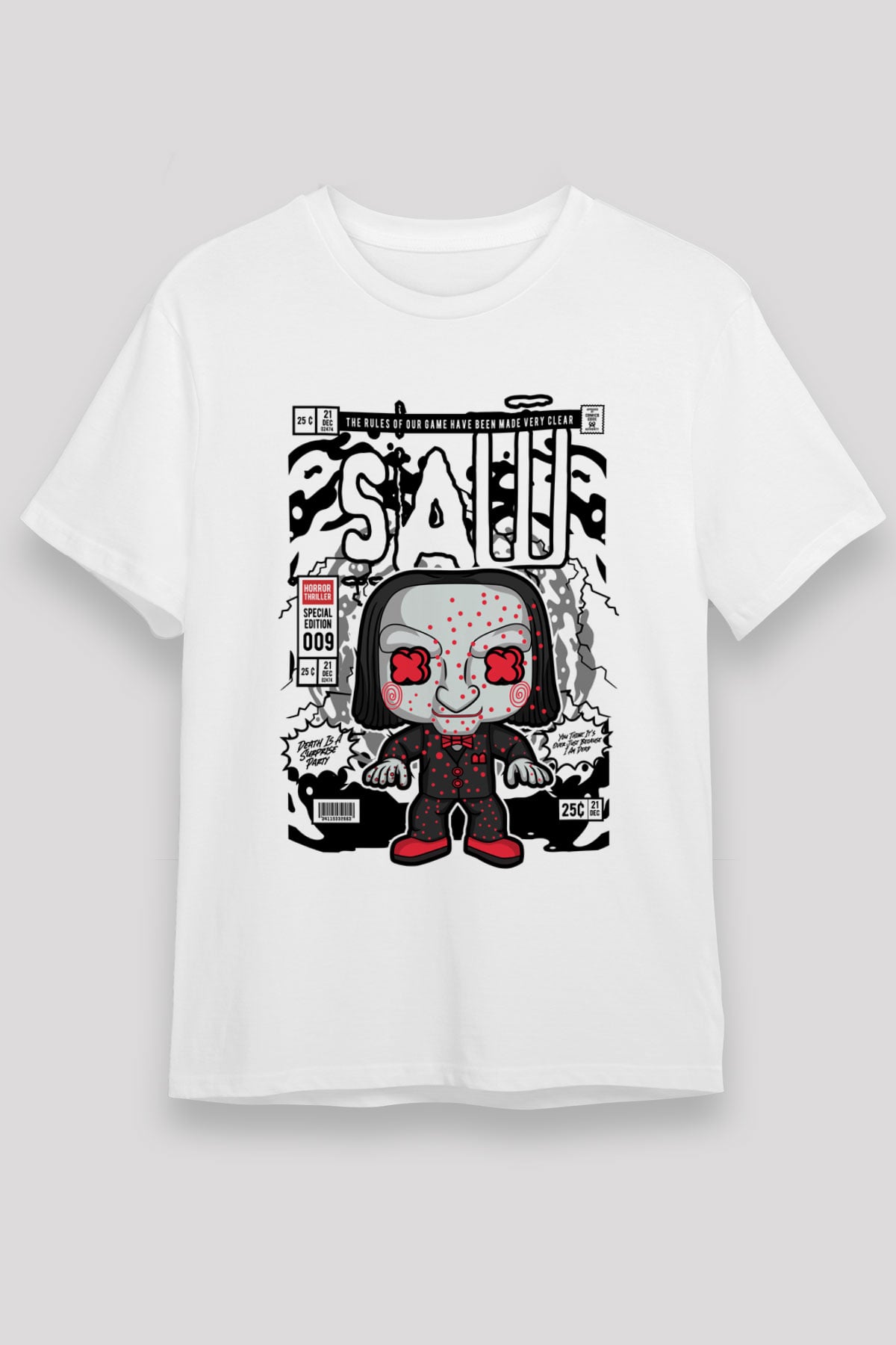 SAW - Billy Baskılı Unisex Beyaz Tişört