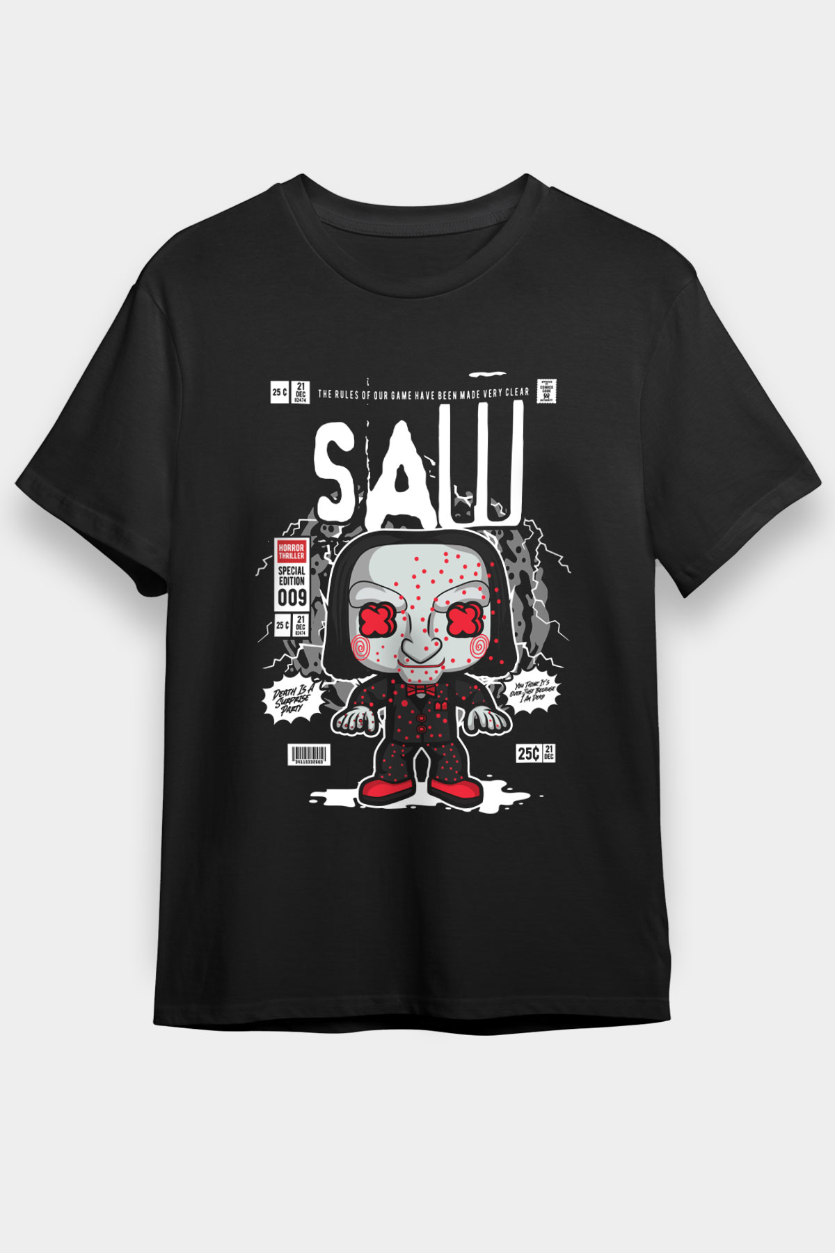 Saw Billy Baskılı Unisex Siyah Tişört