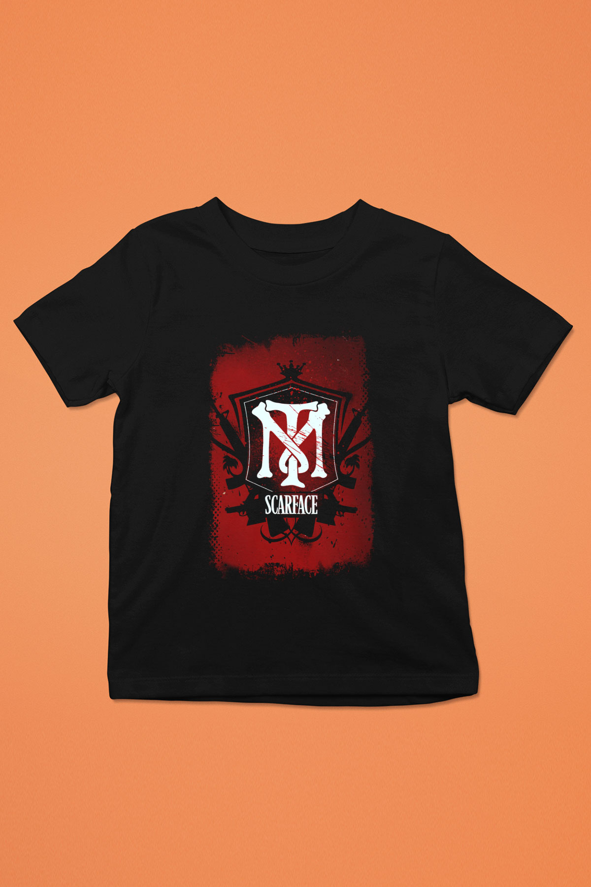 Scarface Baskılı Siyah Unisex Çocuk Tişört