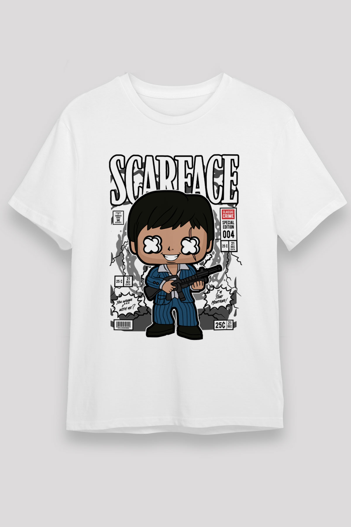 Scarface Baskılı Unisex Beyaz Tişört