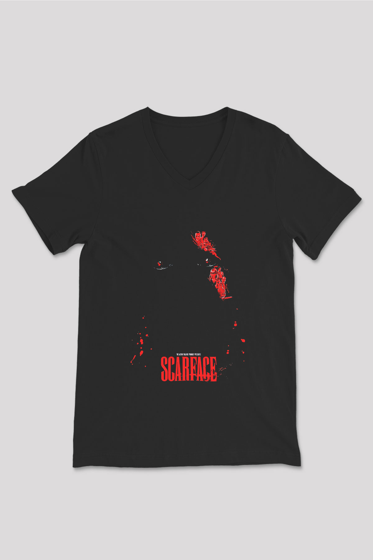 Scarface Siyah Unisex V Yaka Tişört T-Shirt