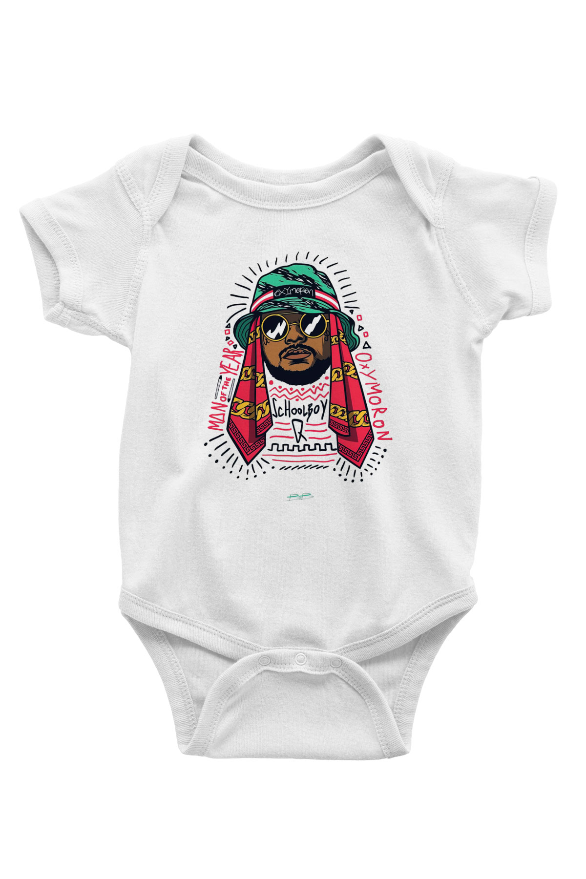 Schoolboy Q Baskılı Beyaz Unisex Bebek Body - Zıbın